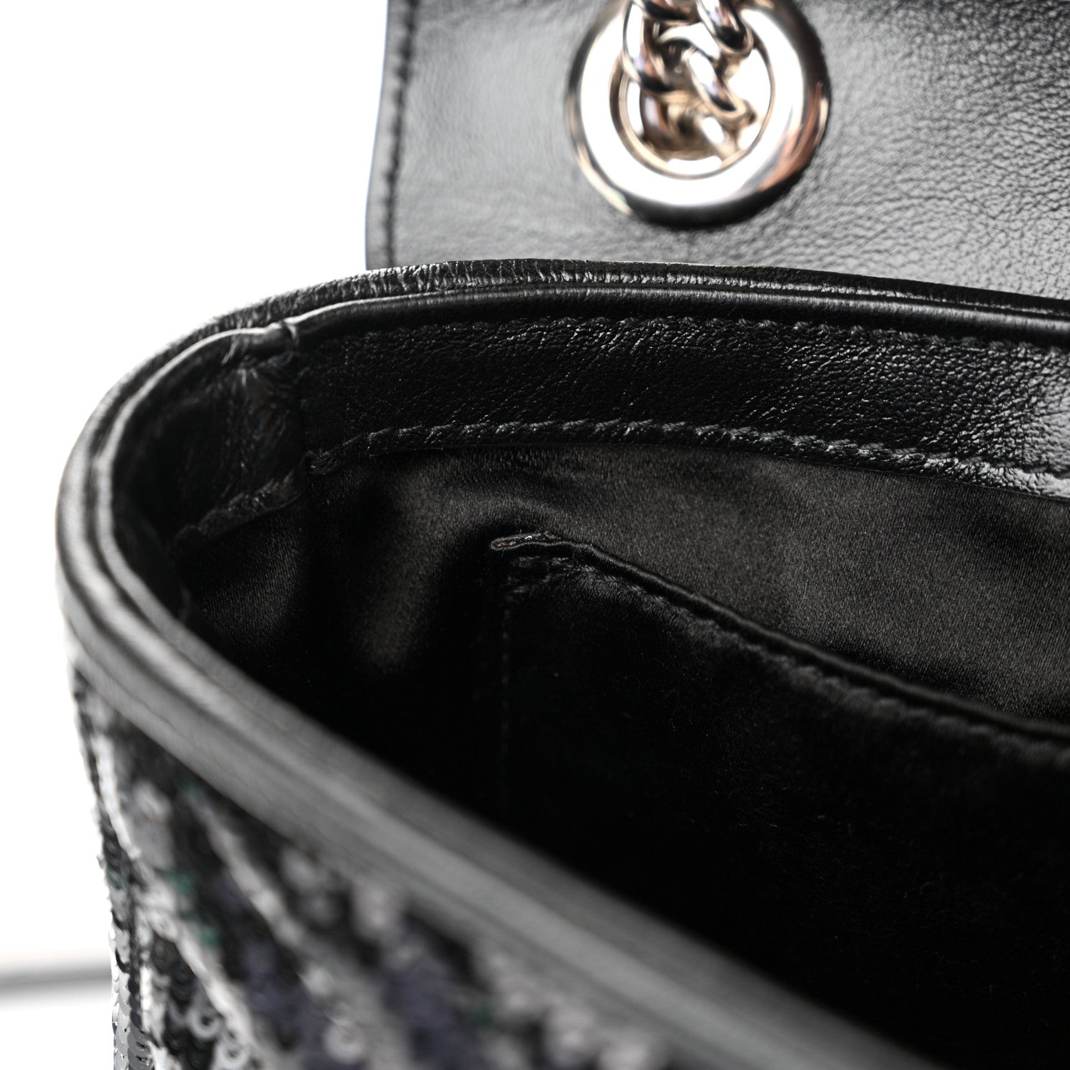 Gucci Sequin Matelasse Diagonal Mini GG Marmont Shoulder Bag Black 11 of 11