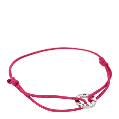 Cartier 18K White Gold Diamond LOVE Adjustable Cord Bracelet Pink 1 of 4