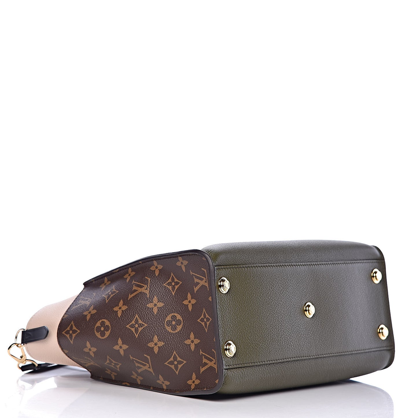 Calfskin Monogram On My Side MM Laurier Green Toffee Latte Beige