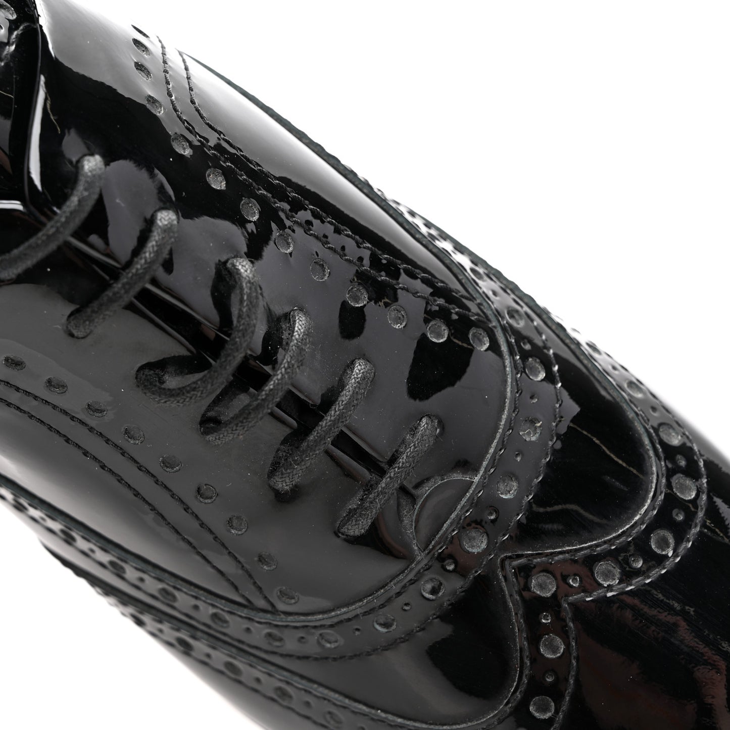 Patent Calfskin CC Brogue Lace Up Oxfords 36.5 Black