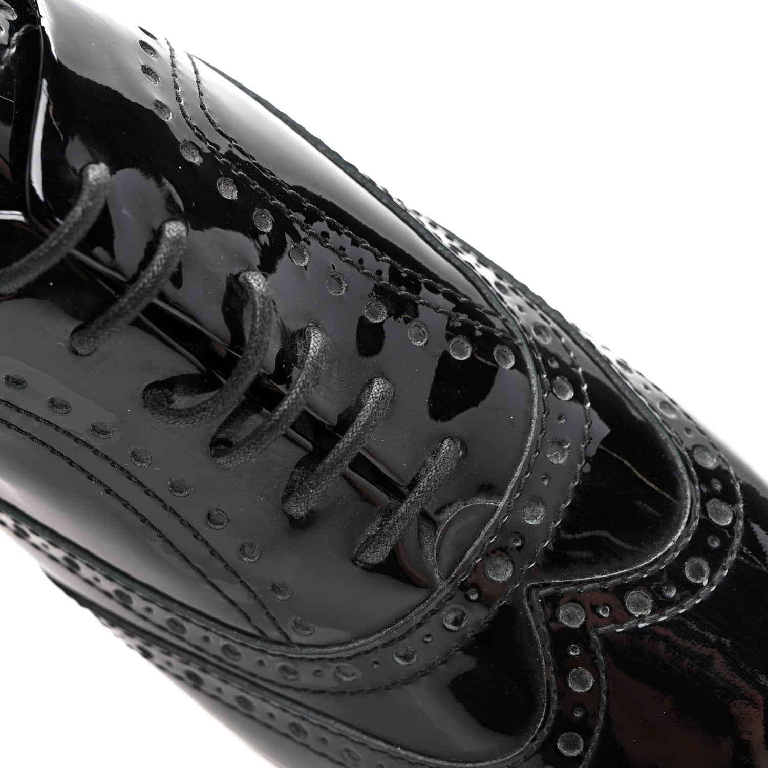 Chanel Patent Calfskin CC Brogue Lace Up Oxfords 36.5 Black 10 of 10