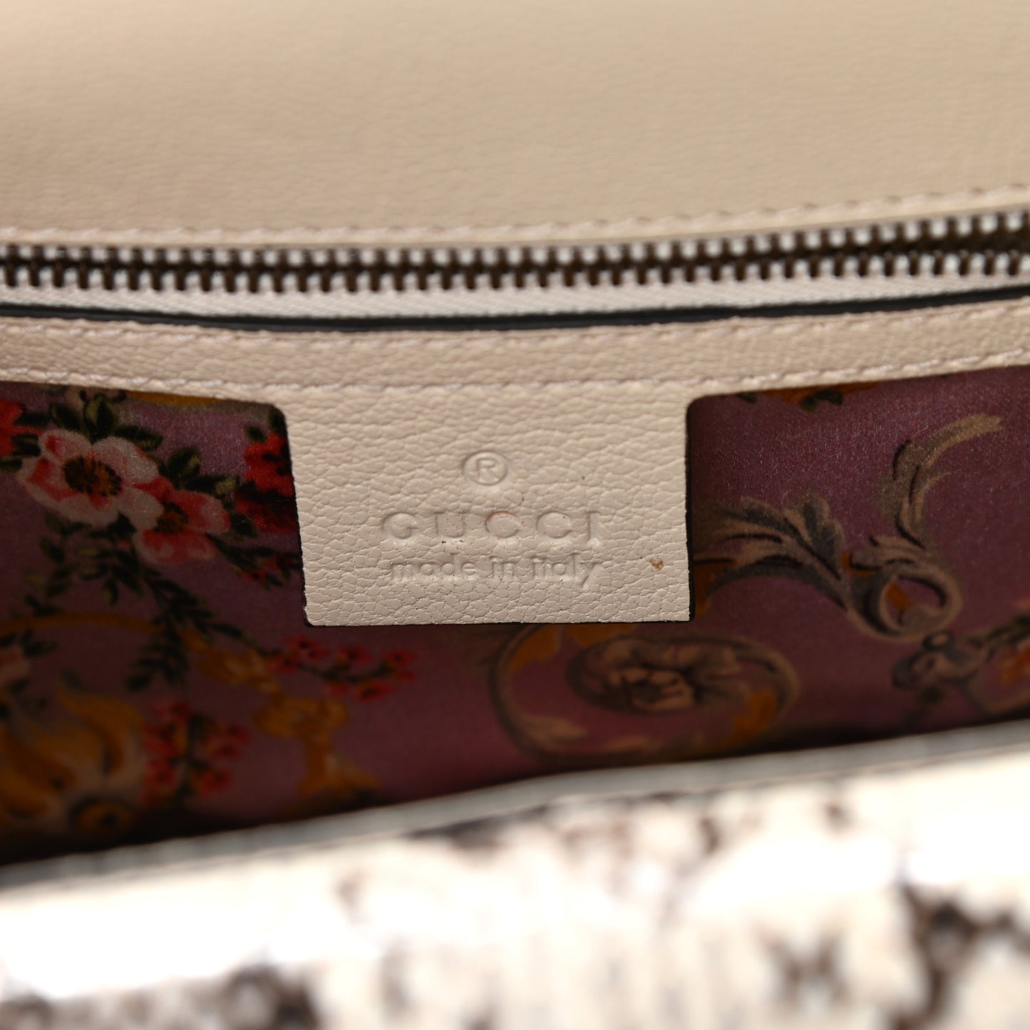 Calfskin Snakeskin Small Ottilia Top Handle Bag Black White
