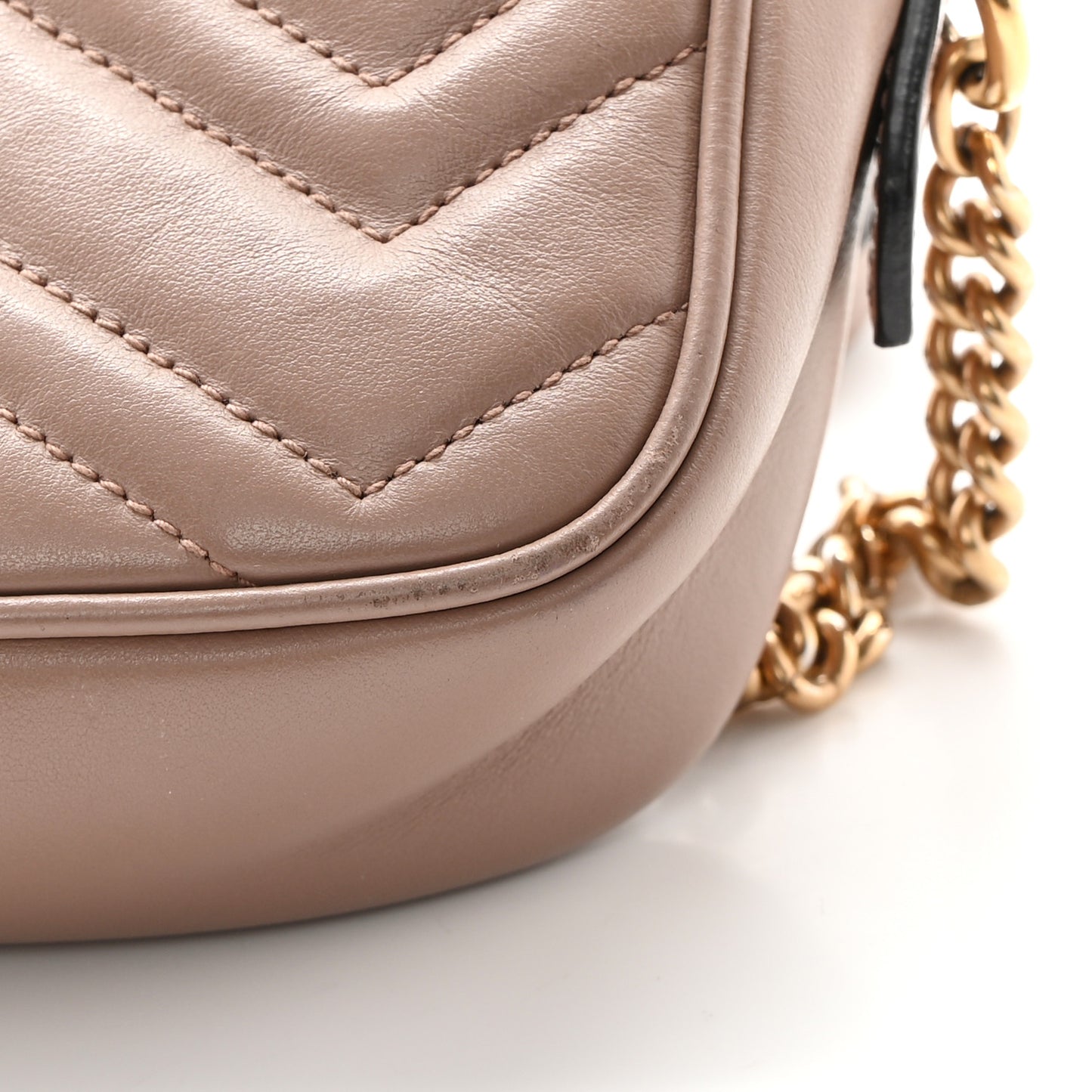 Calfskin Matelasse Mini GG Marmont Chain Shoulder Bag Porcelain Rose