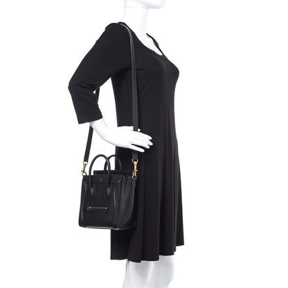 Celine Smooth Calfskin Nano Luggage Black 2 of 11