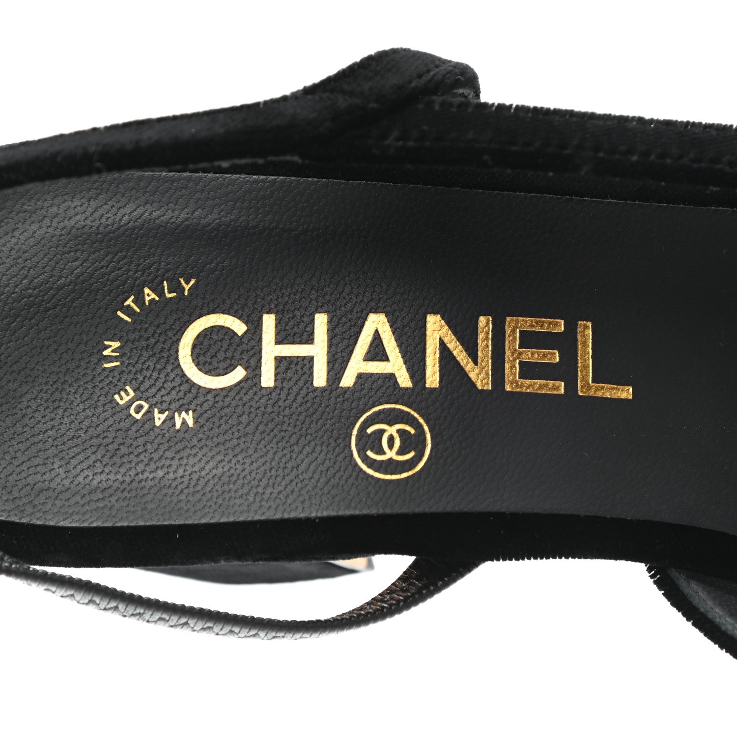 Chanel Velvet Grosgrain Cap Toe CC Slingback Pumps 37.5 Black 6 of 8
