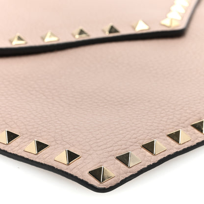 Valentino Garavani Pebbled Calfskin Large Rockstud Envelope Clutch Poudre 7 of 8