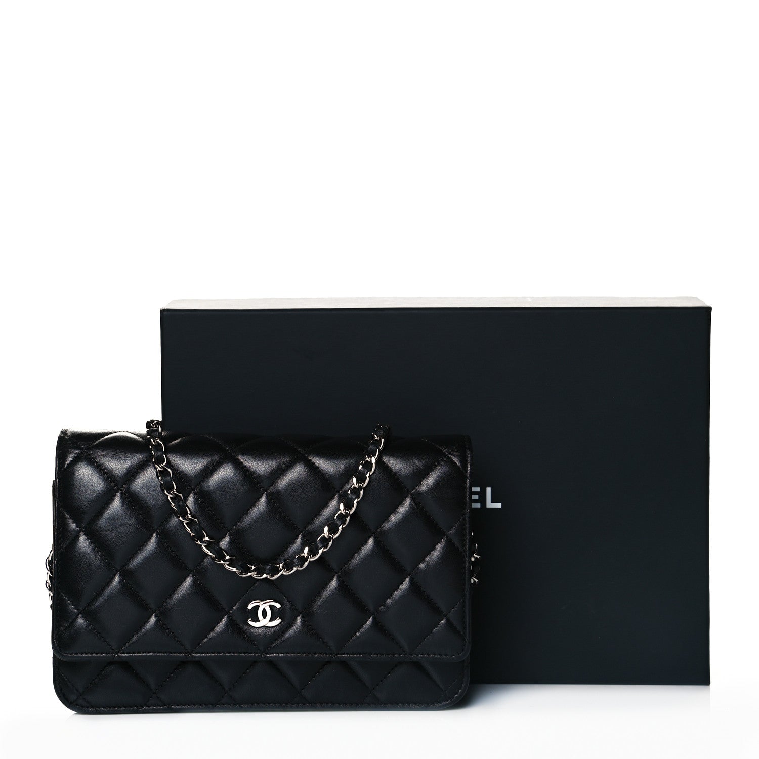 Chanel Lambskin Quilted Wallet On Chain WOC Black 15 of 15