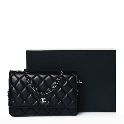 Chanel Lambskin Quilted Wallet On Chain WOC Black 15 of 15