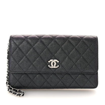 Chanel Iridescent Caviar Quilted Classic Pouch Clutch Black 1 of 8