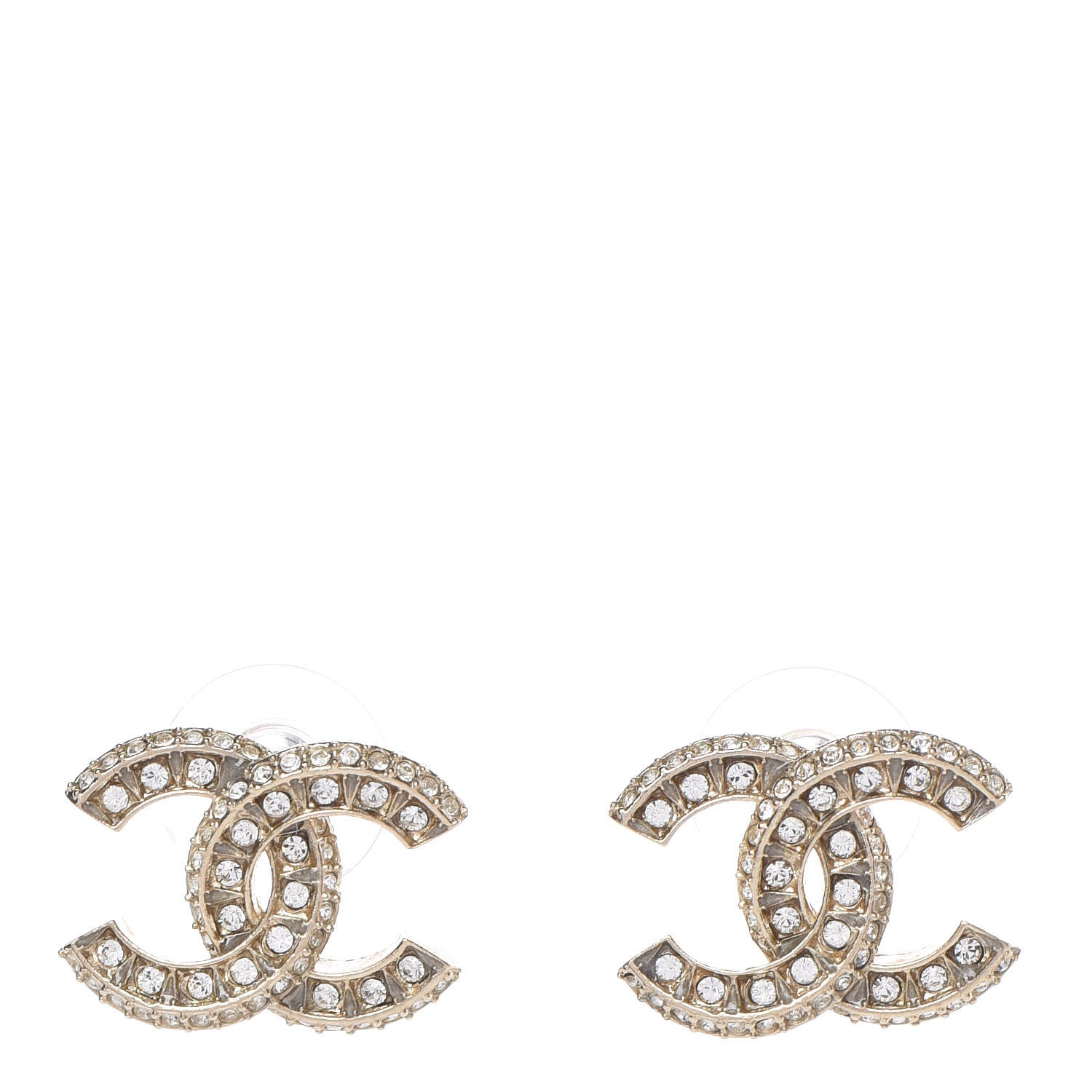 Chanel Crystal CC Earrings Gold 1 of 4