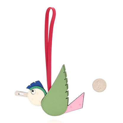 Hermes Ostrich Epsom Swift Birdy Bag Charm Vert Criquet Bubblegum Nata Menthe Bleu France Framboise 2 of 5
