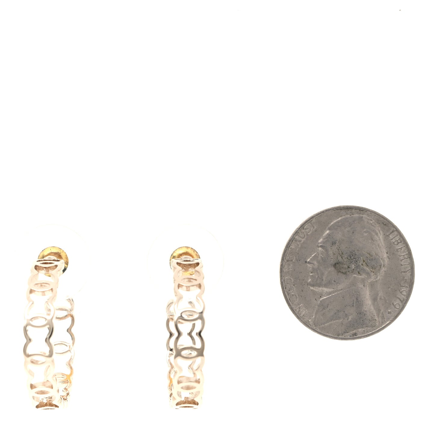 Metal CC Hoop Earrings Gold
