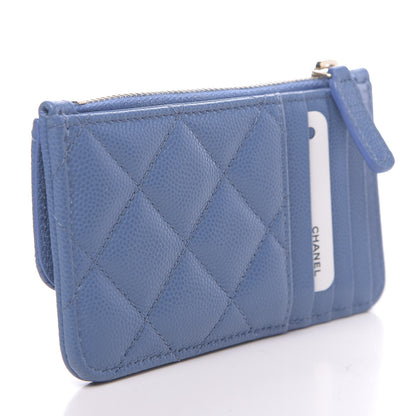 Chanel Caviar Quilted Flap Zip Card Holder Blue 3 of 8