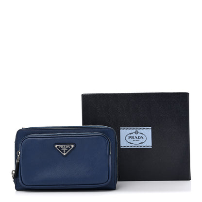 Prada Saffiano Travel Double Zip Crossbody Belt Bag Bluette 13 of 13