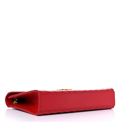 Saint Laurent Grain De Poudre Matelasse Chevron Large Monogram Satchel Lipstick Red 4 of 14