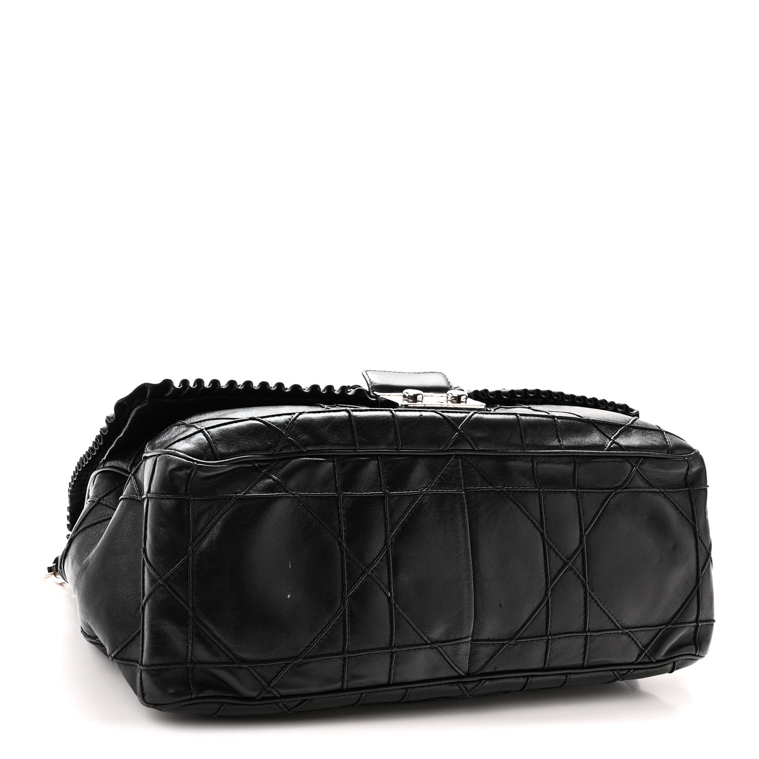 Christian Dior Lambskin Cannage Large Ruffle New Lock Flap Black 4 of 10