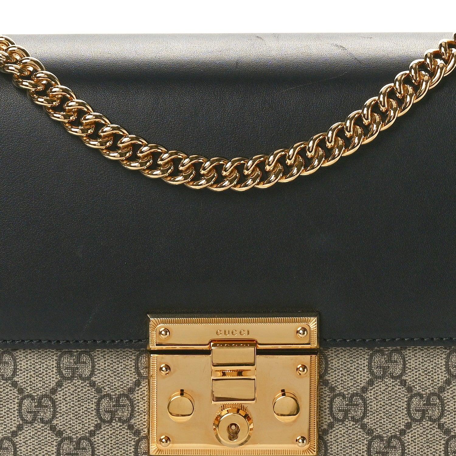 Gucci GG Supreme Monogram Calfskin Medium Padlock Shoulder Bag Beige Black Cuir 8 of 10