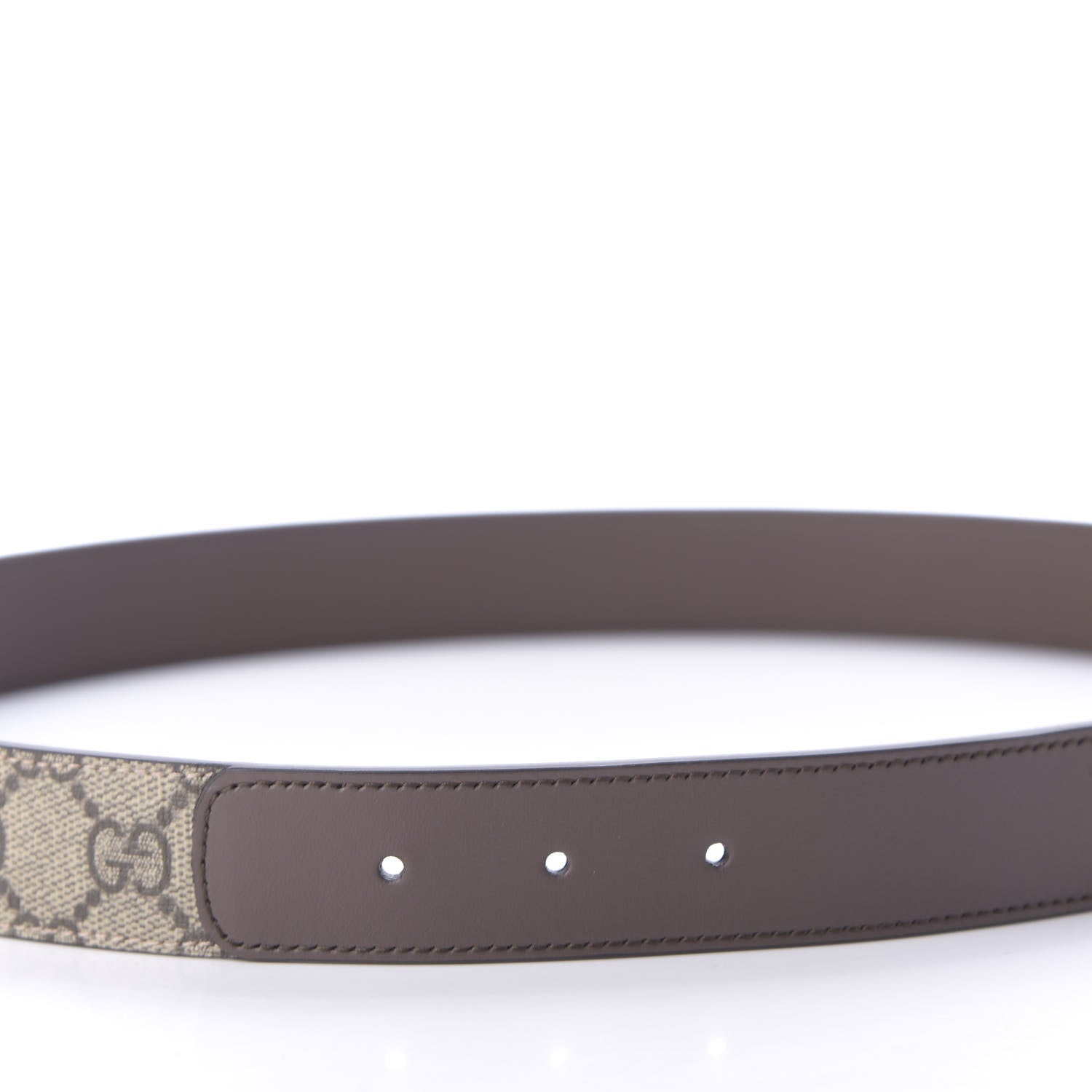 Gucci GG Supreme Monogram Matte Plutone Calfskin Double G 30mm Belt 85 34 Beige Ebony New Acero 4 of 7