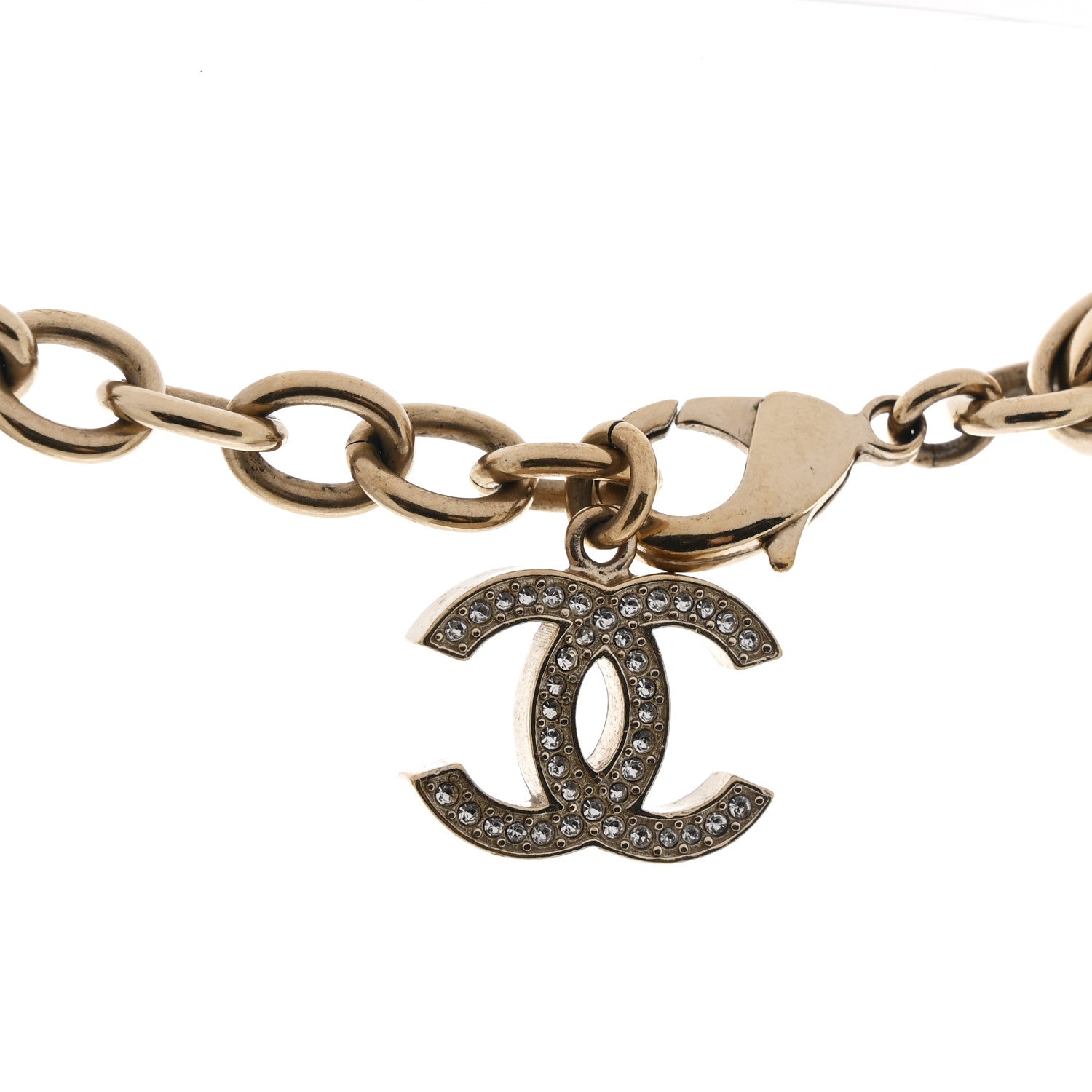 Chanel Pearl Crystal CC Snowfall Chain Short Necklace Light Gold 5 of 6