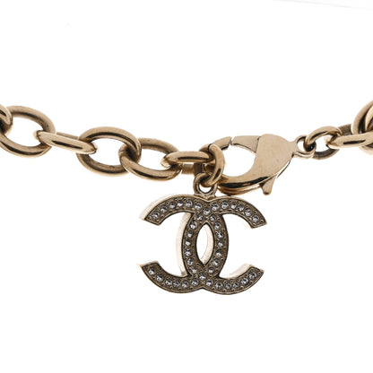 Chanel Pearl Crystal CC Snowfall Chain Short Necklace Light Gold 5 of 6