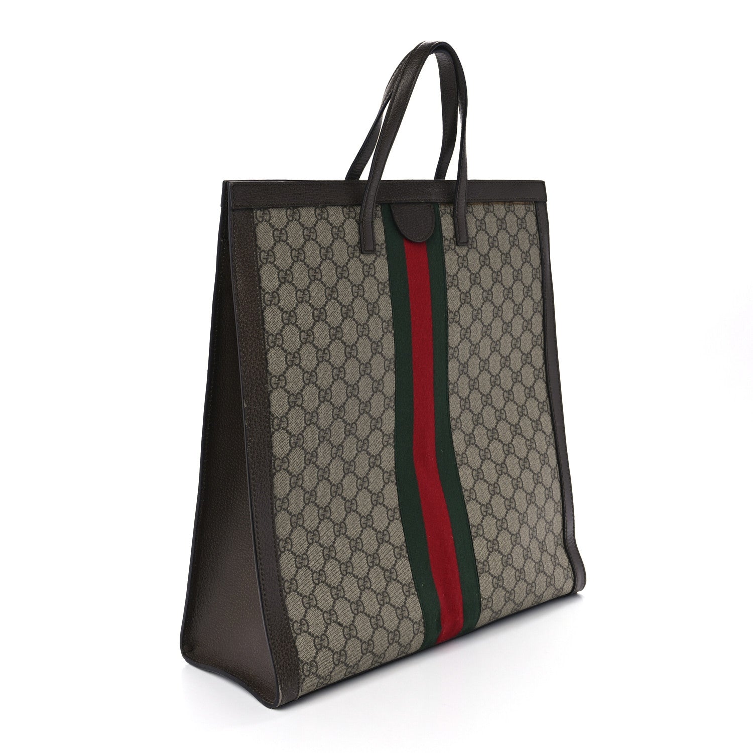 Gucci GG Supreme Monogram Web Ophidia Vertical Tote Brown 3 of 13