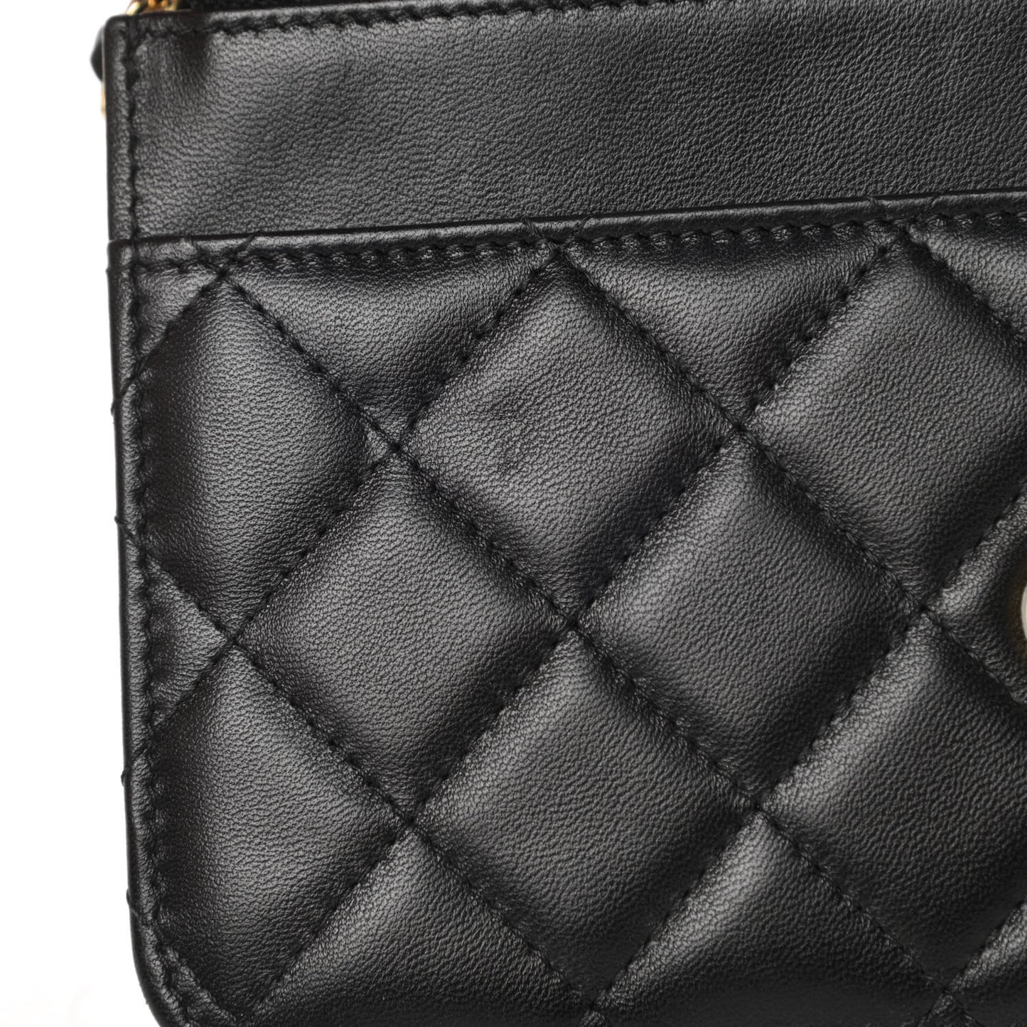 Lambskin Quilted Wallet On Chain WOC Black