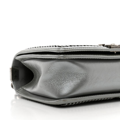 Chanel Metallic Aged Calfskin Quilted Medium Top Handle Boy Flap Silver 9 of 12