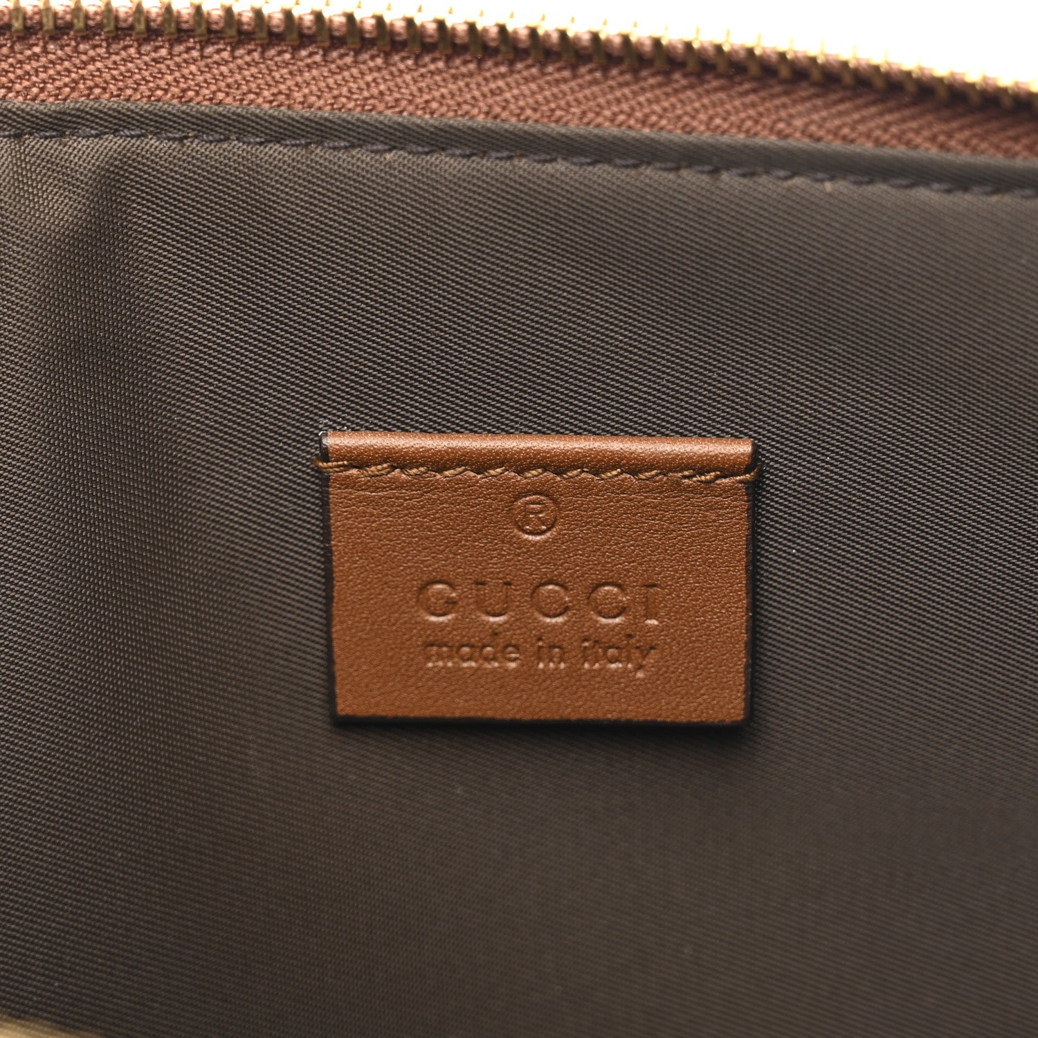 Gucci GG Supreme Monogram Web Kingsnake Embroidered Large Zip Pouch Brown 6 of 9