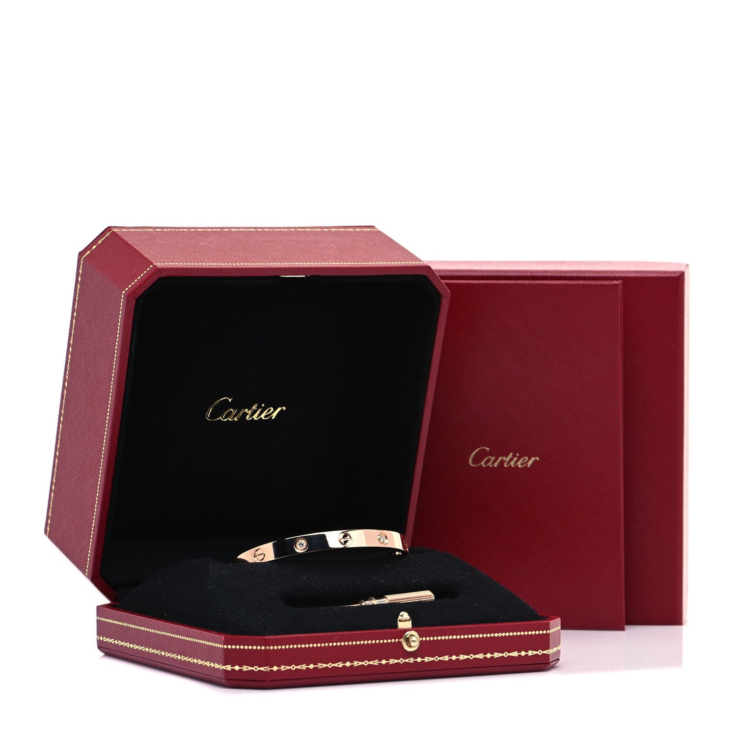 18K Pink Gold 4 Diamond LOVE Bracelet 17