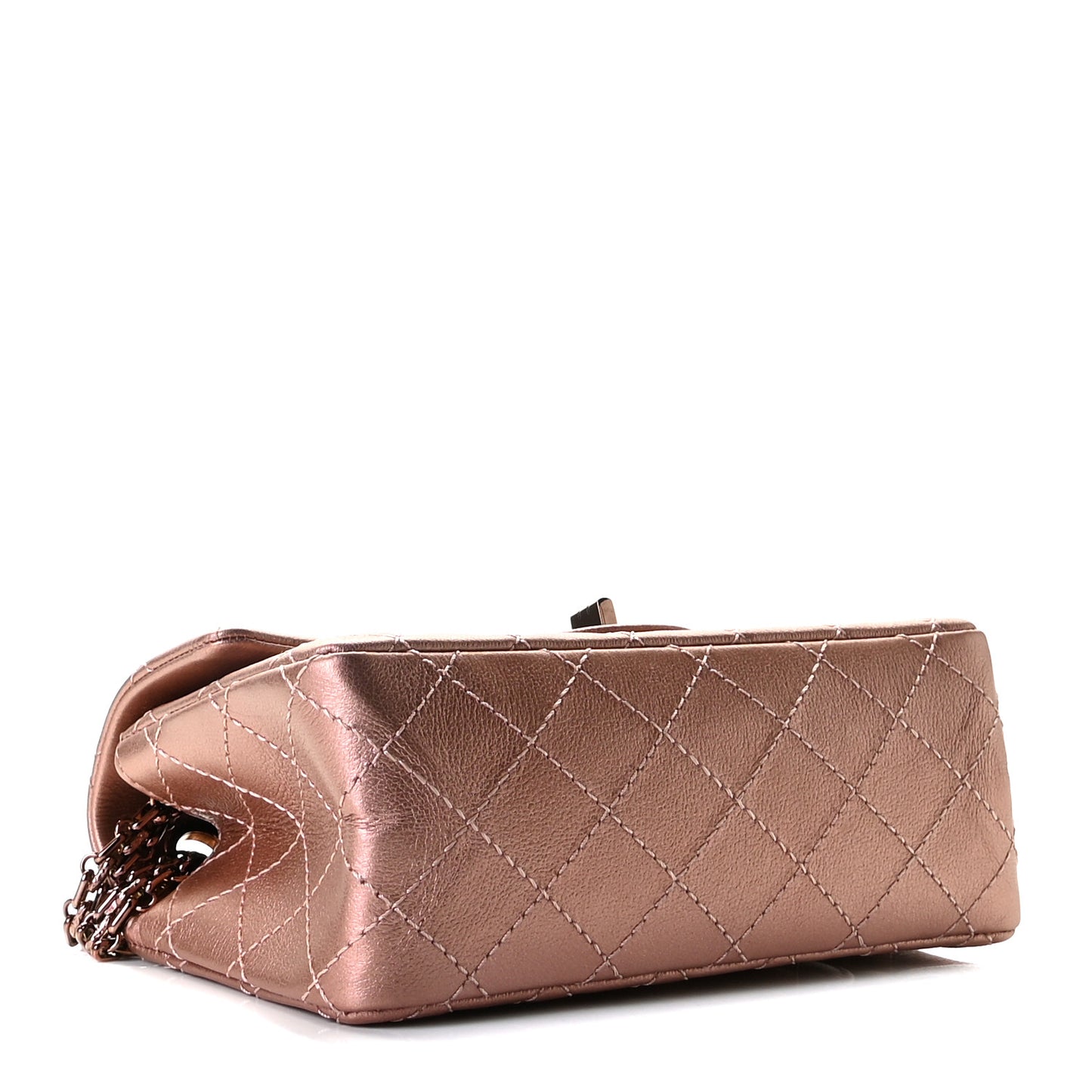 Metallic Grained Calfskin Quilted 2.55 Reissue Mini Flap Copper Pink