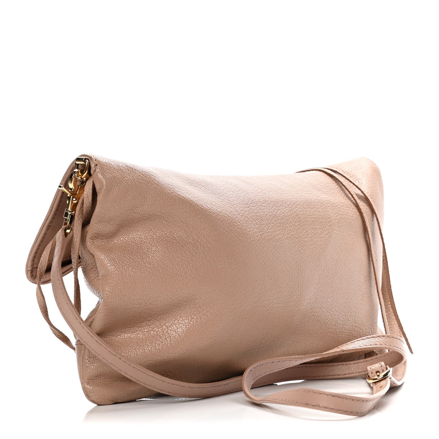 Agneau Giant 12 Gold Hardware Envelope Strap Clutch Rose Bonbon