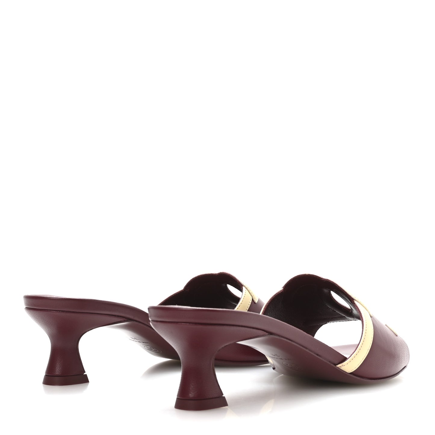 Lambskin CC Cutout Mules 39 Burgundy Beige