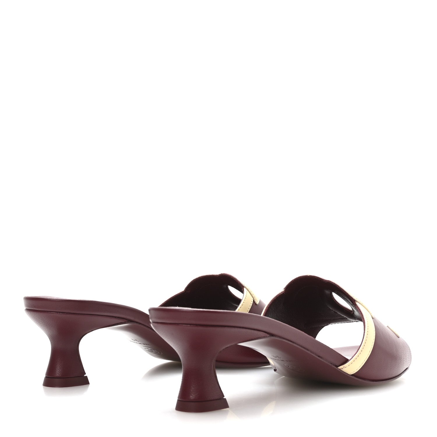 Chanel Lambskin CC Cutout Mules 39 Burgundy Beige 5 of 8