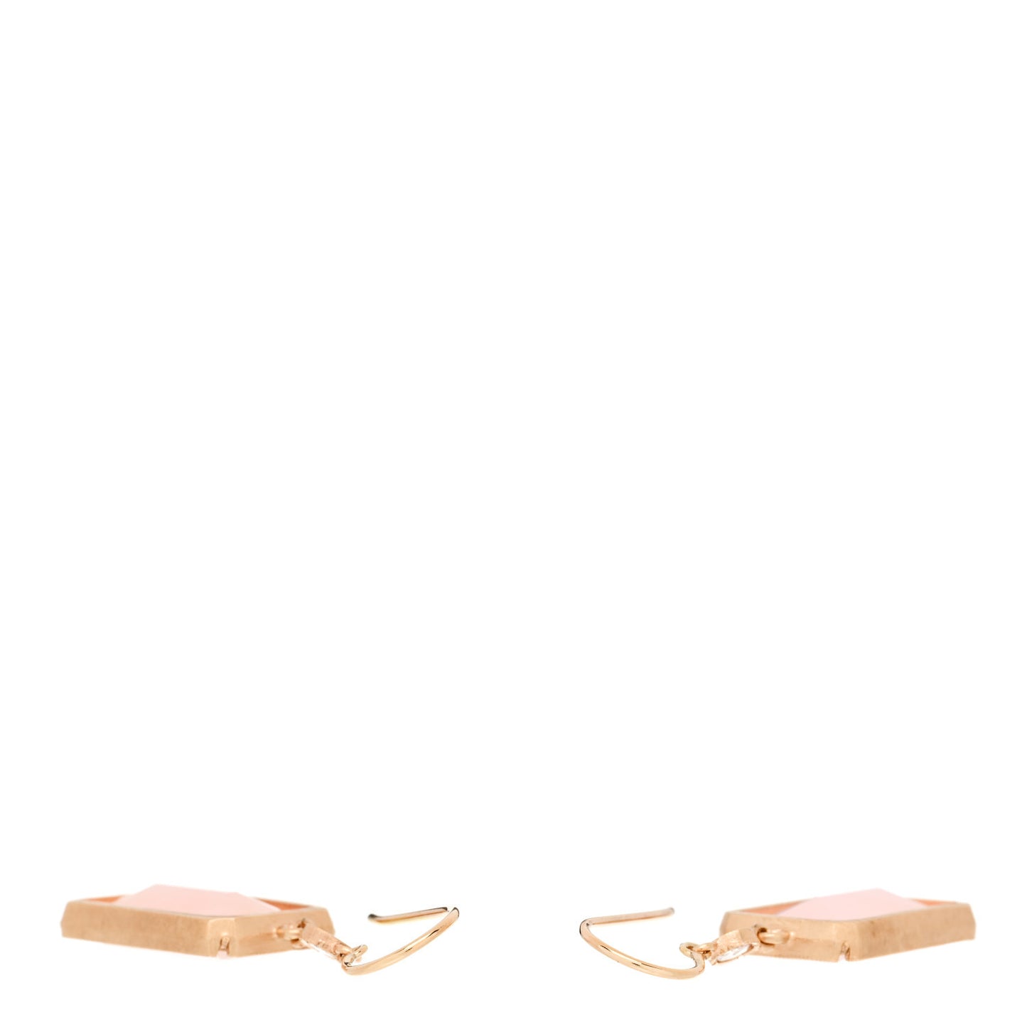 18K Rose Gold Diamond Pink Opal Rectangular Drop Earrings