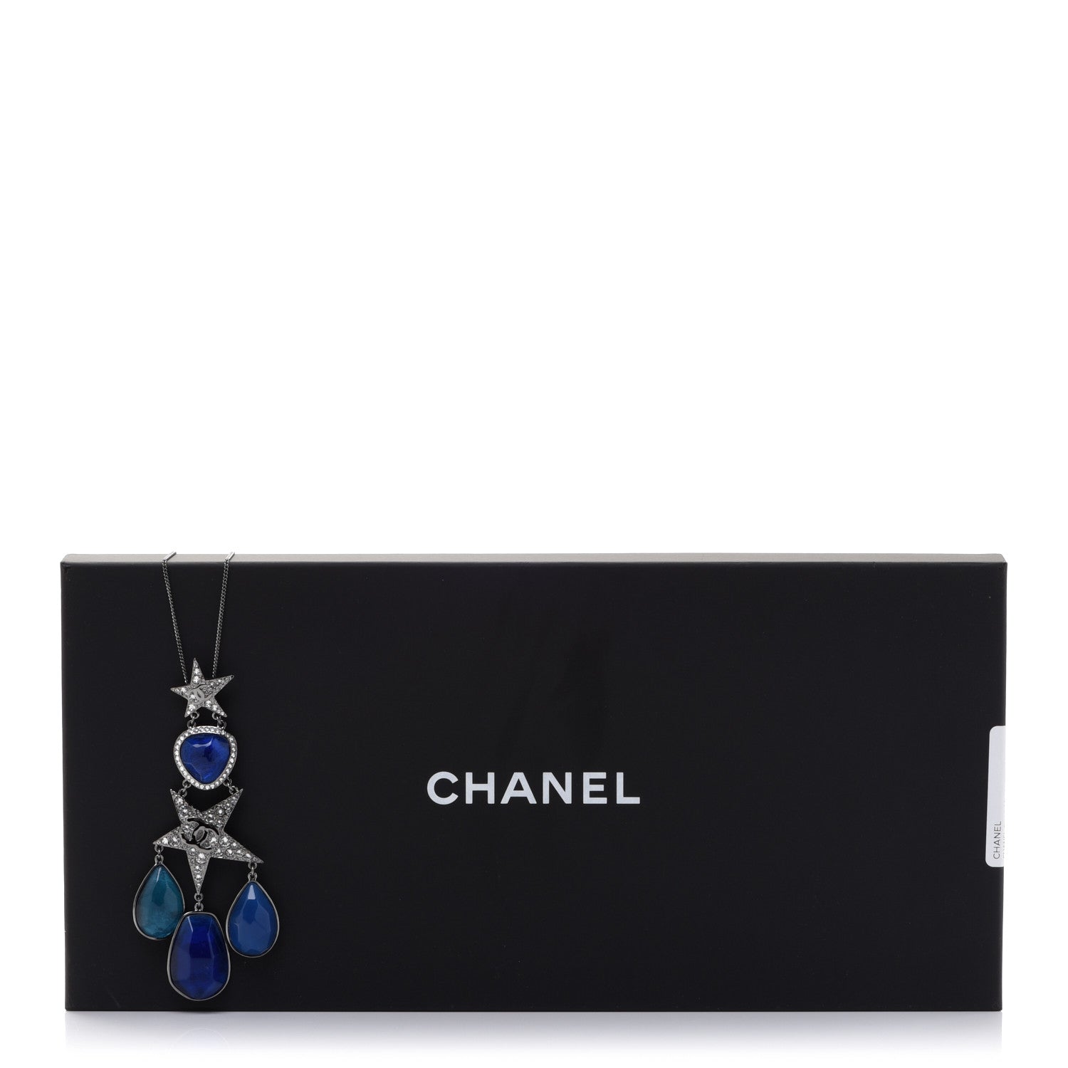 Chanel Crystal Resin CC Star Drop Necklace Silver Blue 6 of 6
