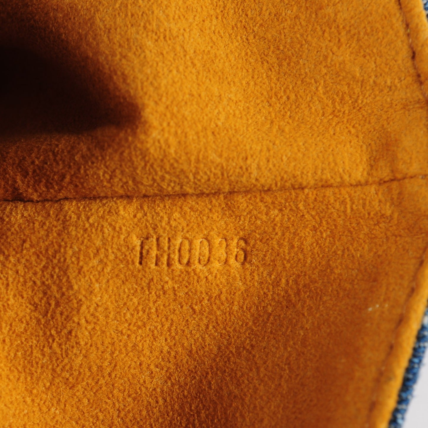 Monogram Denim Pochette Plat Clutch Blue