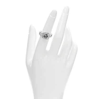 David Yurman Sterling Silver Diamond Prasiolite 7mm Petite Albion Ring 52 6 2 of 4