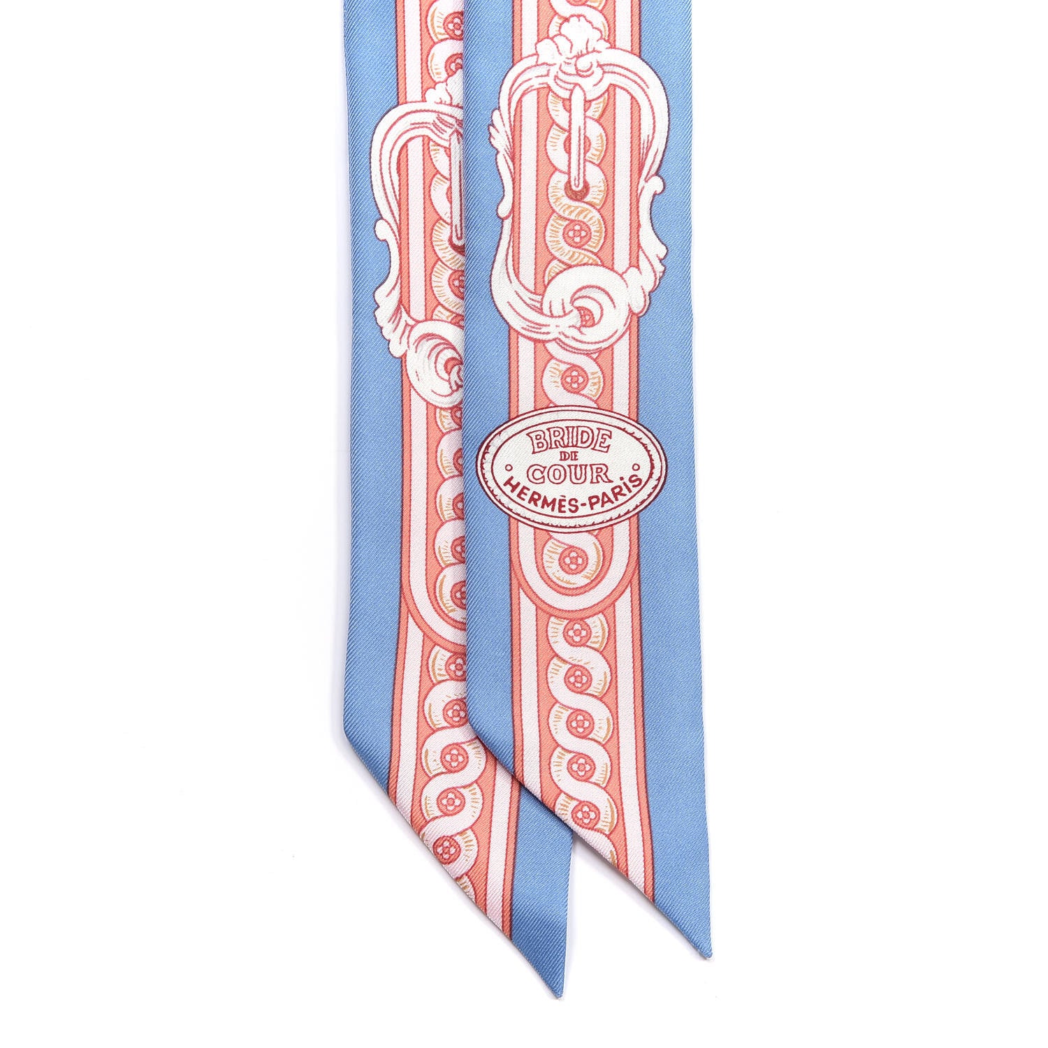 Hermes Silk Bride De Cour Twilly Blue Jean Rose White 2 of 4