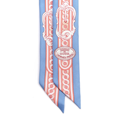 Hermes Silk Bride De Cour Twilly Blue Jean Rose White 2 of 4
