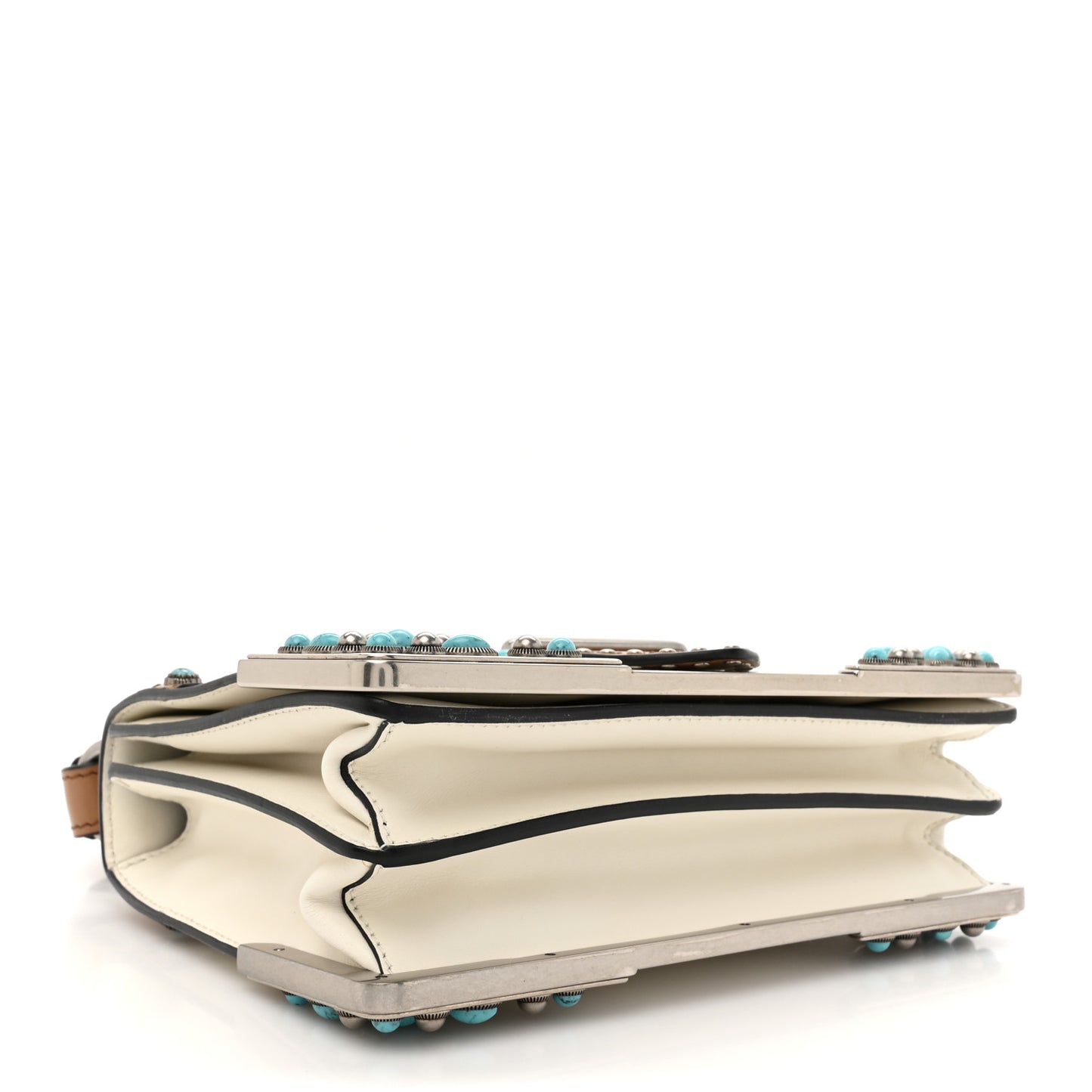 City Calf Studded Folk Cahier Bag White Caramel
