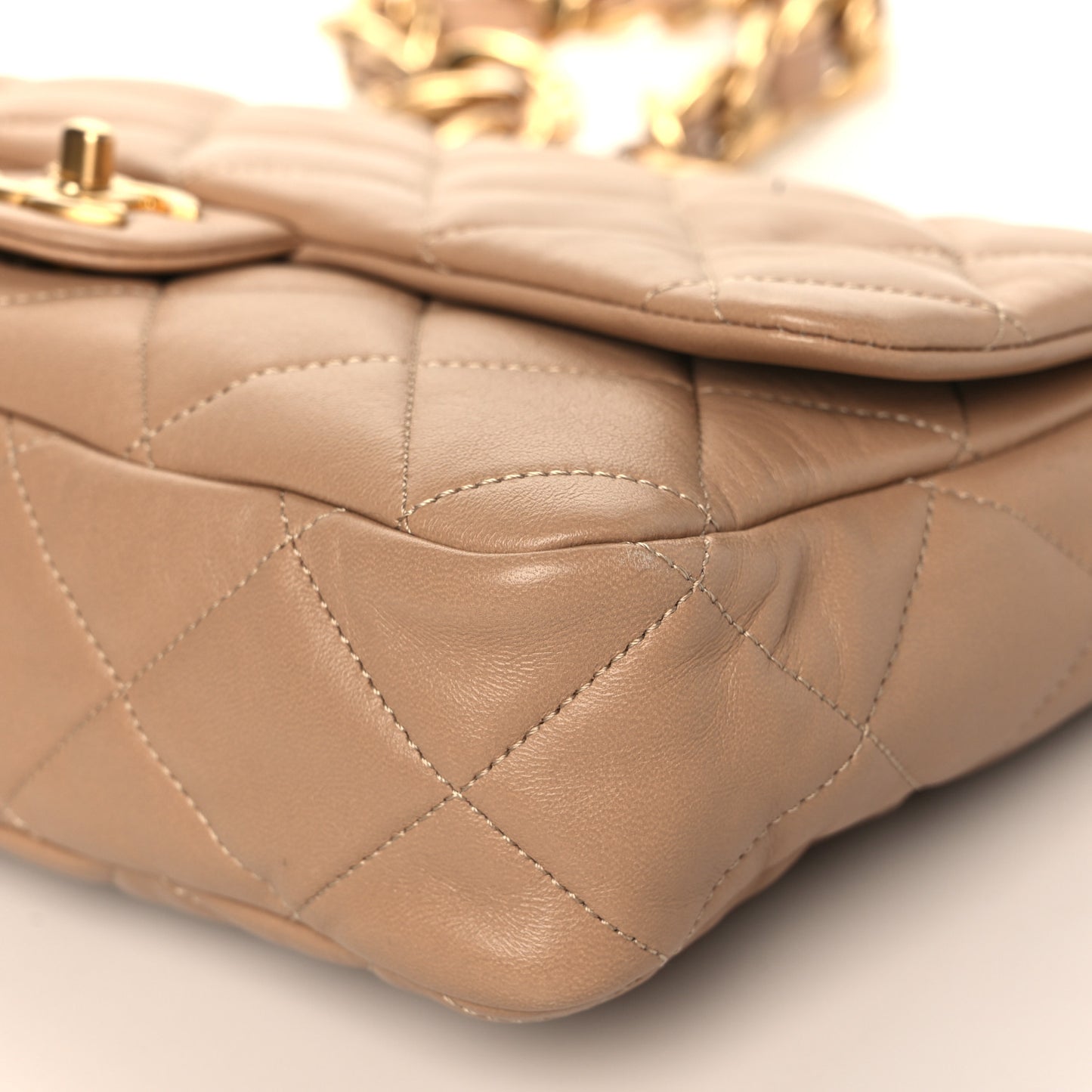 Lambskin Quilted Large CC Funky Town Flap Beige