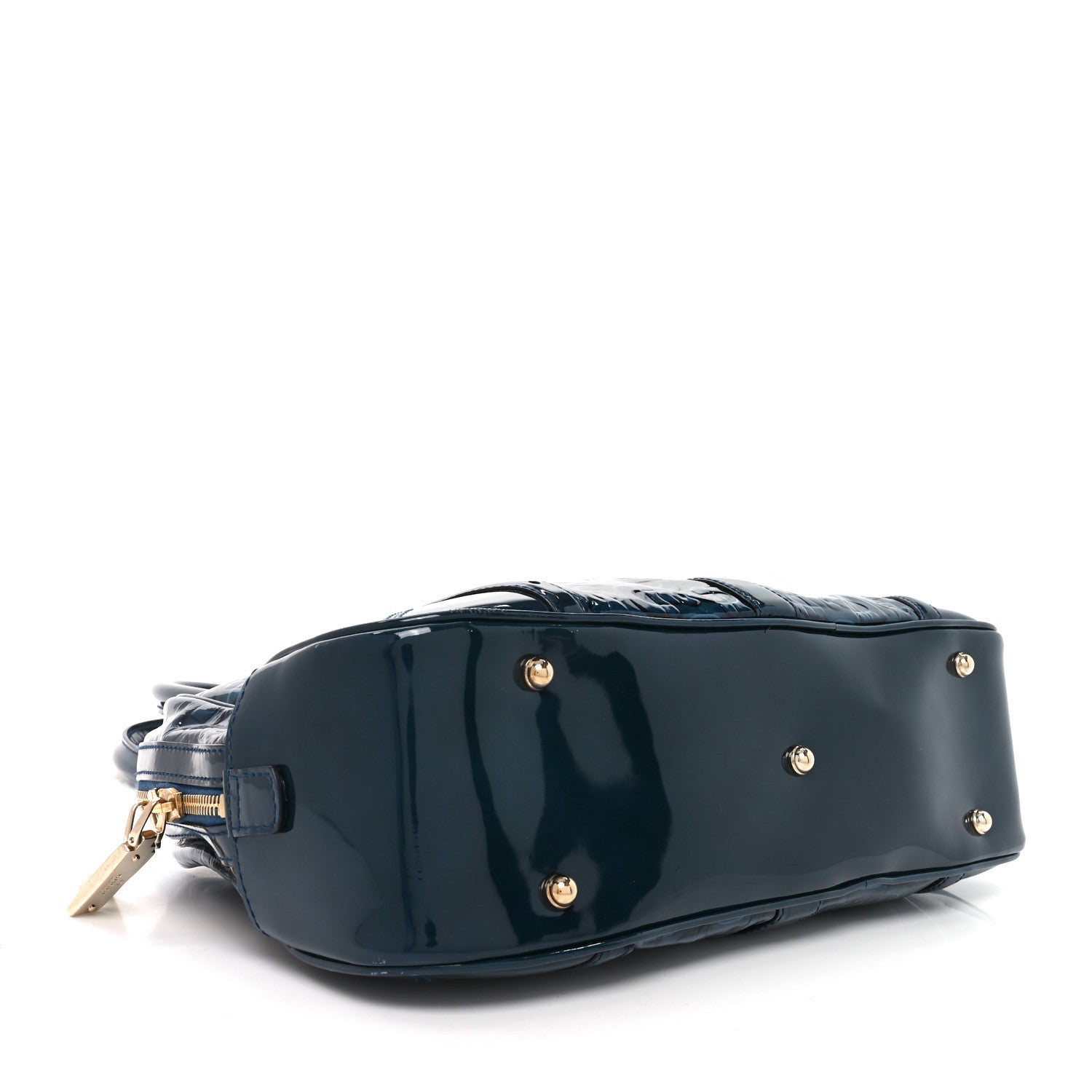 Gucci Patent Horsebit Glam Boston Tote Bag Blue 3 of 9