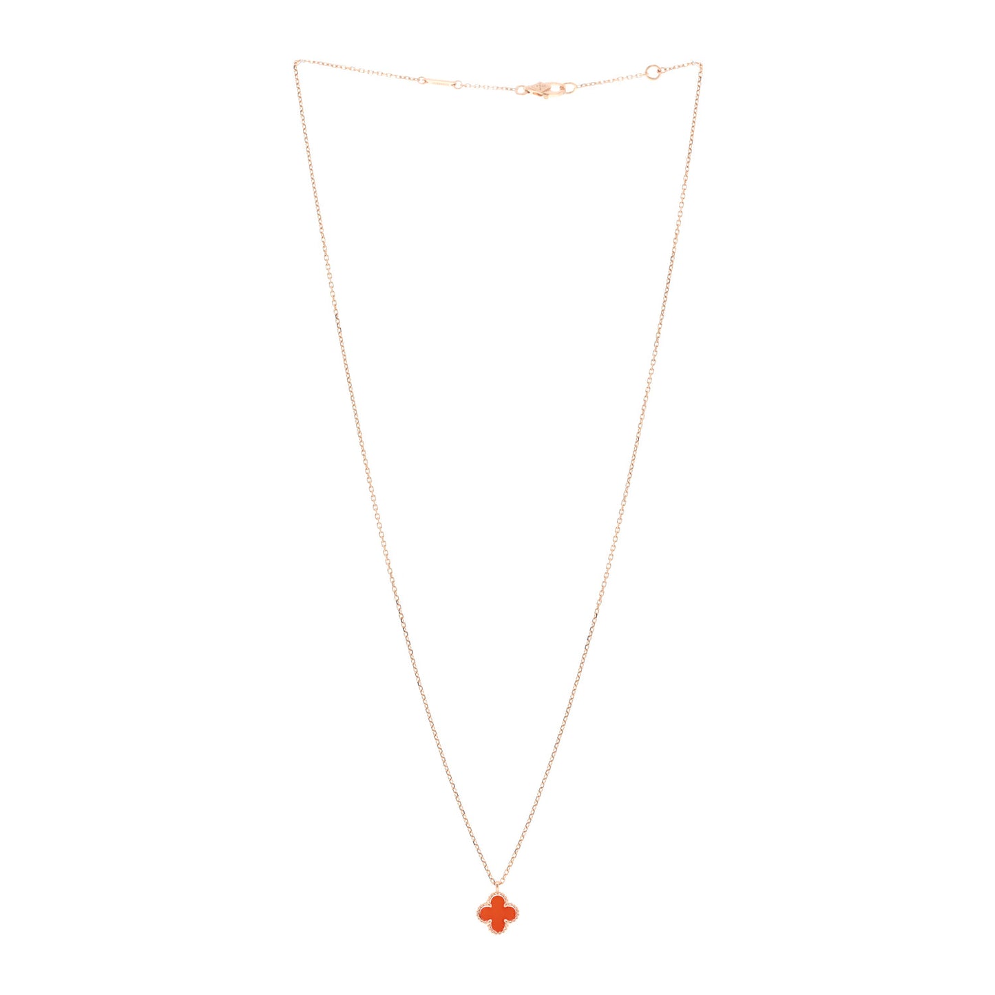 18K Rose Gold Carnelian Sweet Alhambra Pendant Necklace