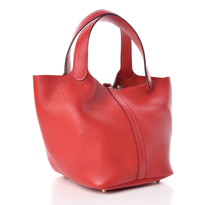 Hermes Taurillon Clemence Picotin Lock 22 MM Rouge Casaque 3 of 12