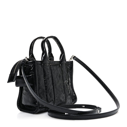 Marc Jacobs Shiny Crinkled Calfskin Mini The Tote Bag Black 3 of 10