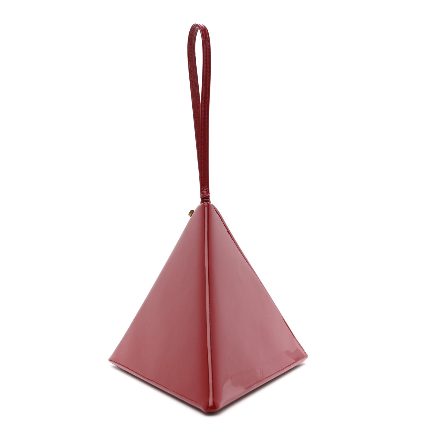 Patent Pyramid Clutch Rouge