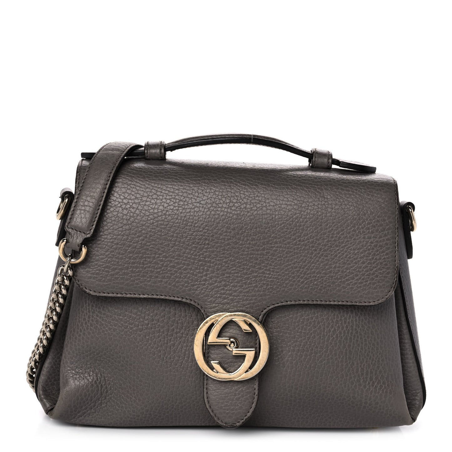 Dollar Calfskin Interlocking G Top Handle Shoulder Bag Loess