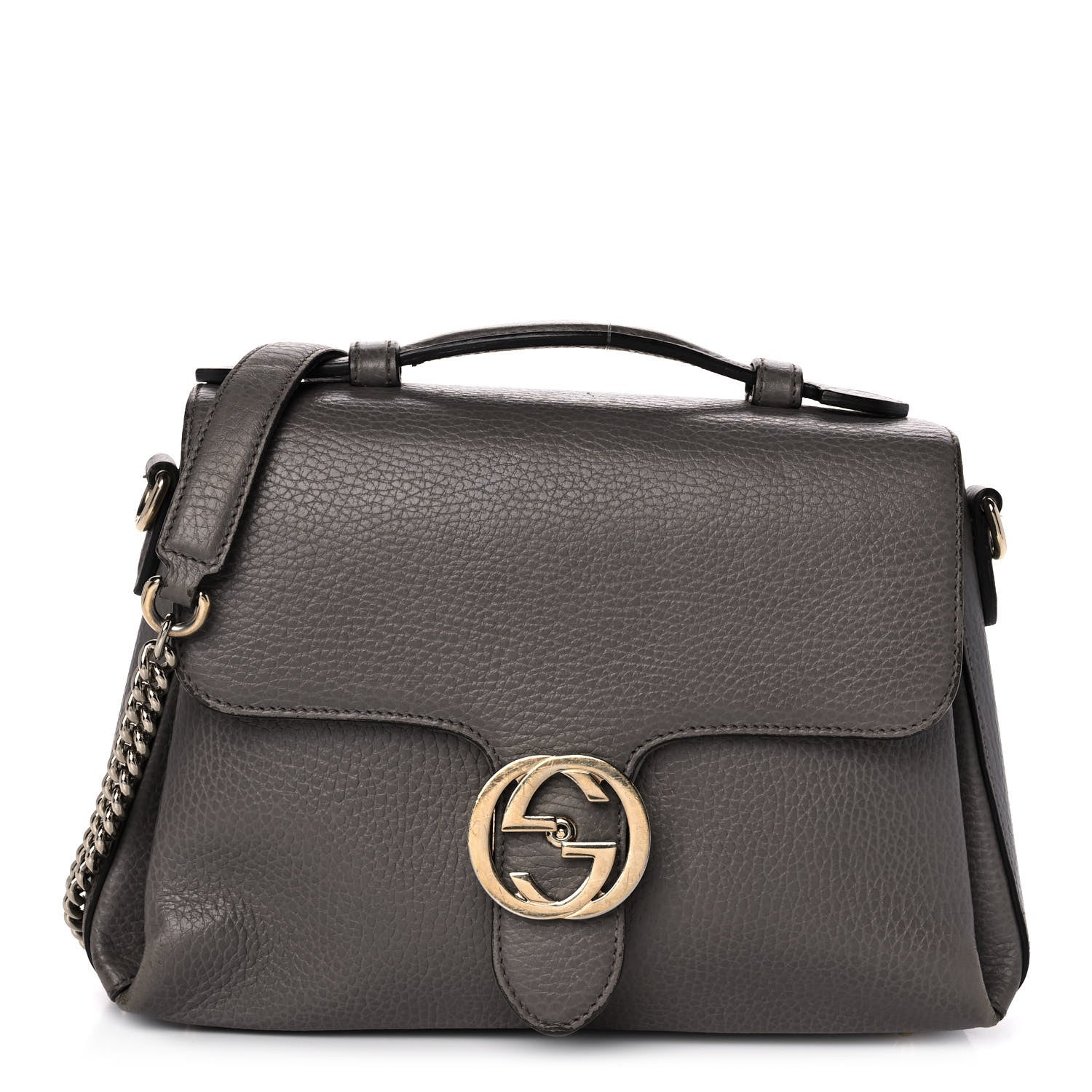 Gucci Dollar Calfskin Interlocking G Top Handle Shoulder Bag Loess 1 of 14