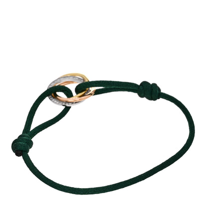 Cartier 18K White Yellow Pink Gold Diamond Trinity Cord Bracelet Green 2 of 3