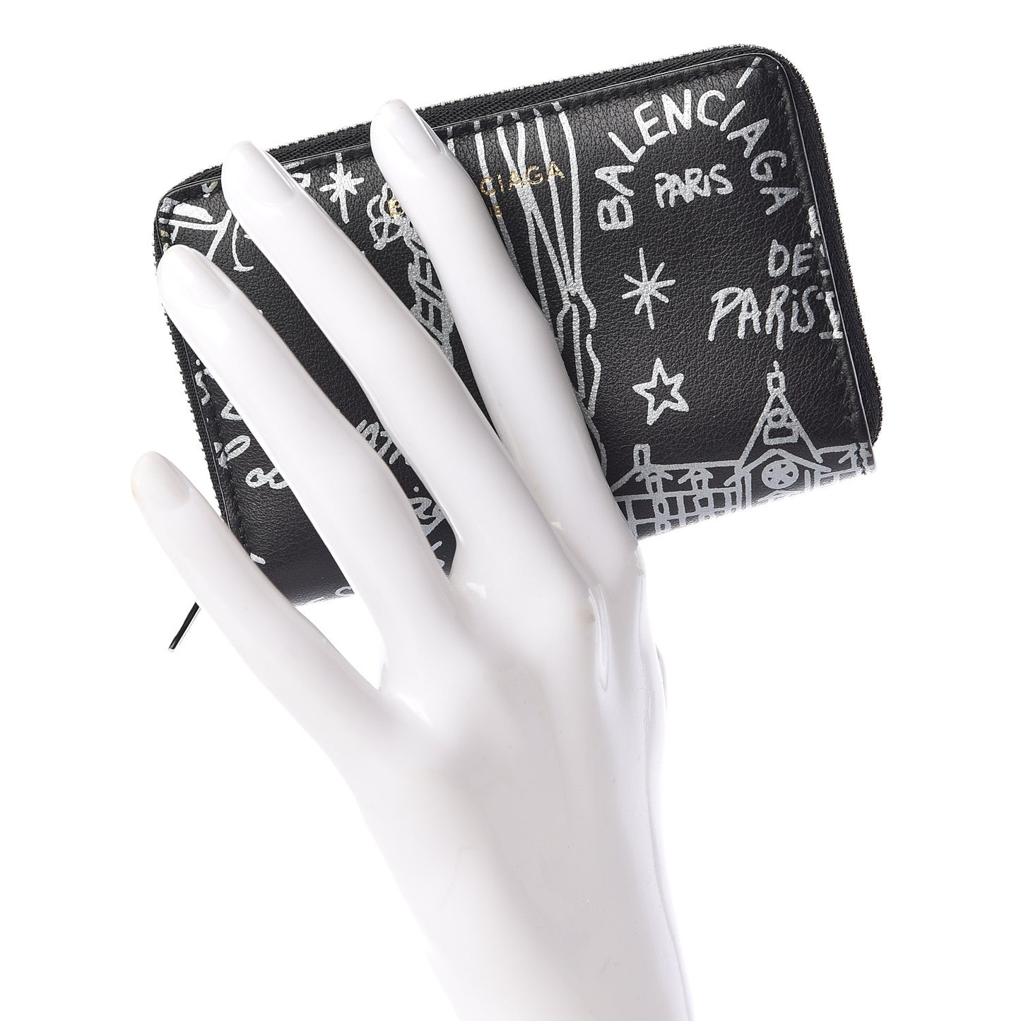 Calfskin Printed Tattoo Card Case Black